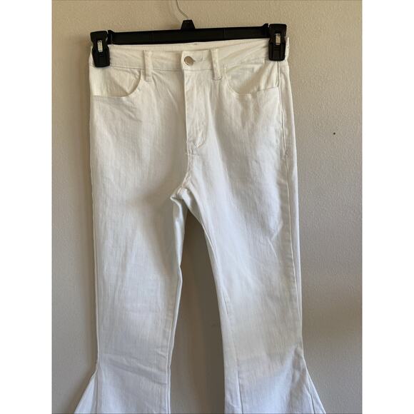 Saints & Hearts White Distressed Hem Wide Flare Leg Festival Boho Denim Jeans S - Picture 2 of 12